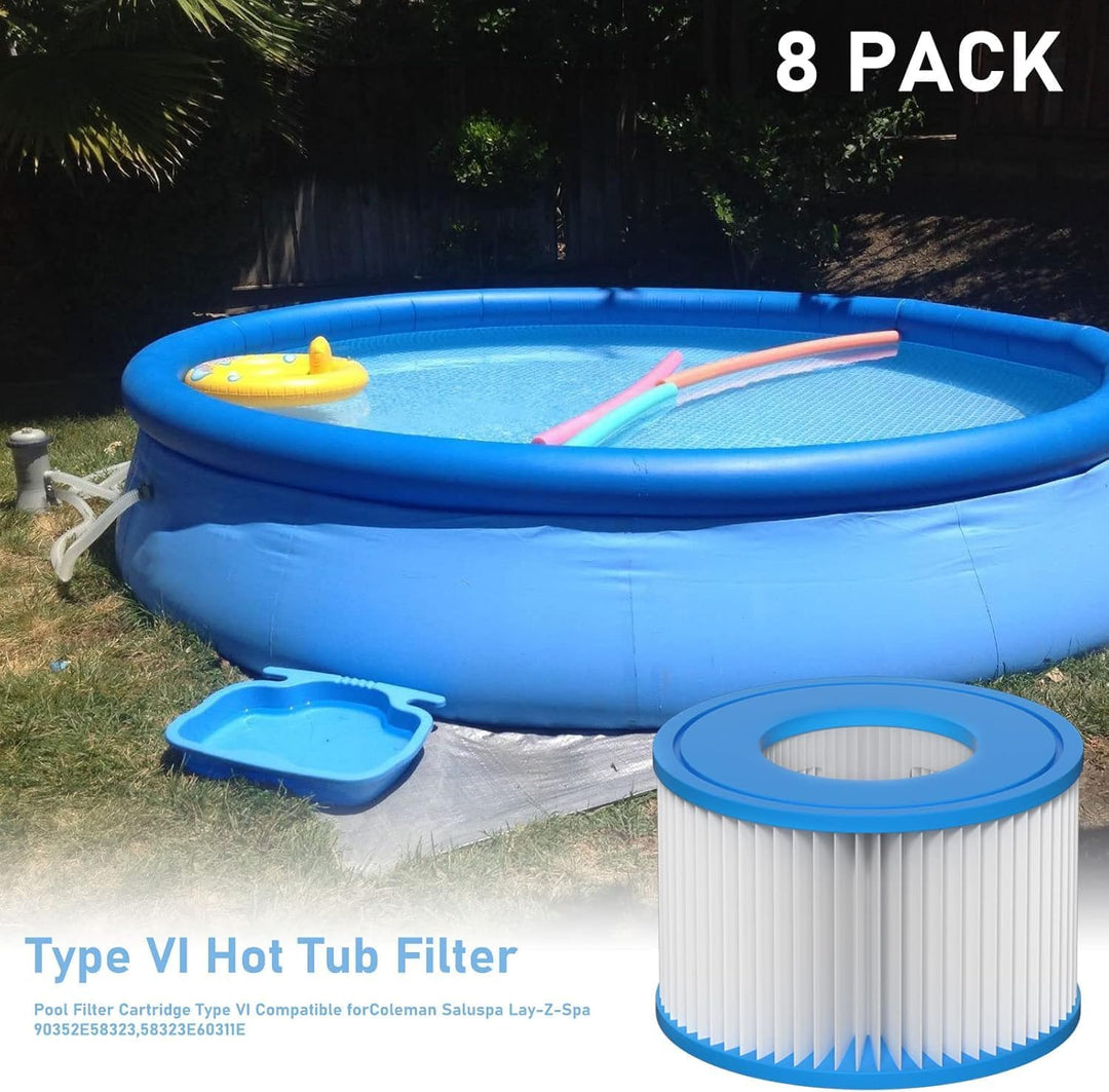 Spa Filter VI, 8 Stück Filterkartuschen VI für Bestway Miami, Monaco Lay-Z-Spa, Vegas, Palm Springs,