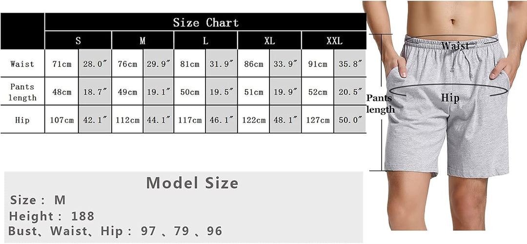 Aseniza Herren Schlafanzughose Kurz Baumwolle Bermuda Schlafshorts Pyjamahose Shorty Sommer Sleephos