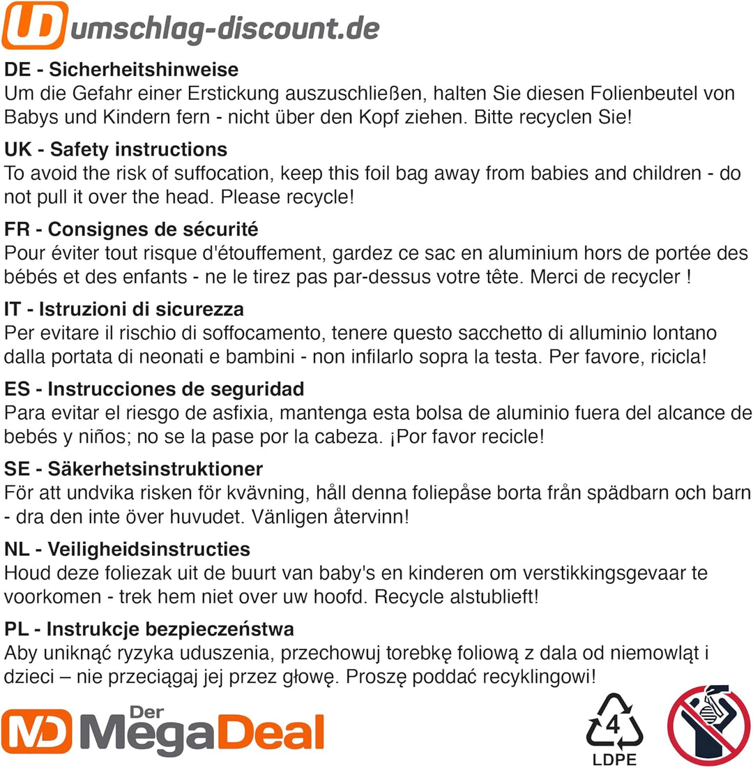 Lieferscheintaschen, blanko, C4 = 32,5 x 26 cm, selbstklebend, transparent, Versandpapiertaschen, Do