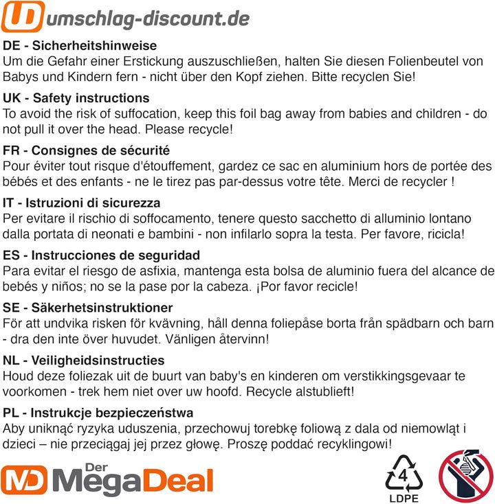 Lieferscheintaschen, blanko, C4 = 32,5 x 26 cm, selbstklebend, transparent, Versandpapiertaschen, Do