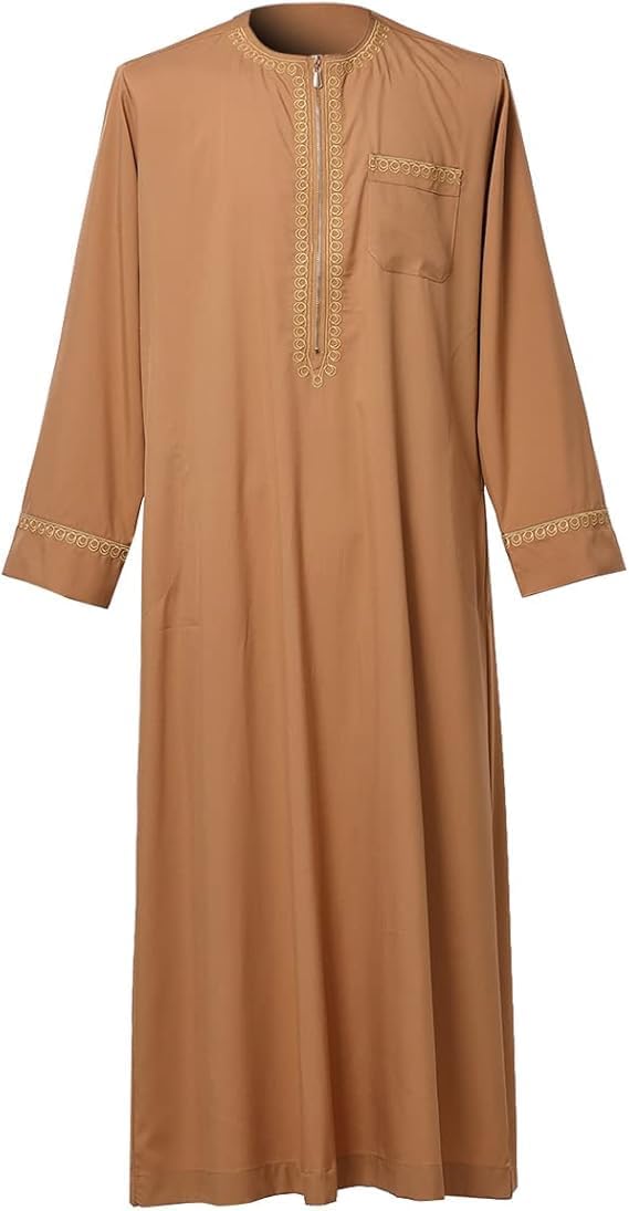 CAMDOM Naher Osten Arabische Herren Roben Muslimische Kaftan Kleidung V-Ausschnitt Thobe Arabisch Mu