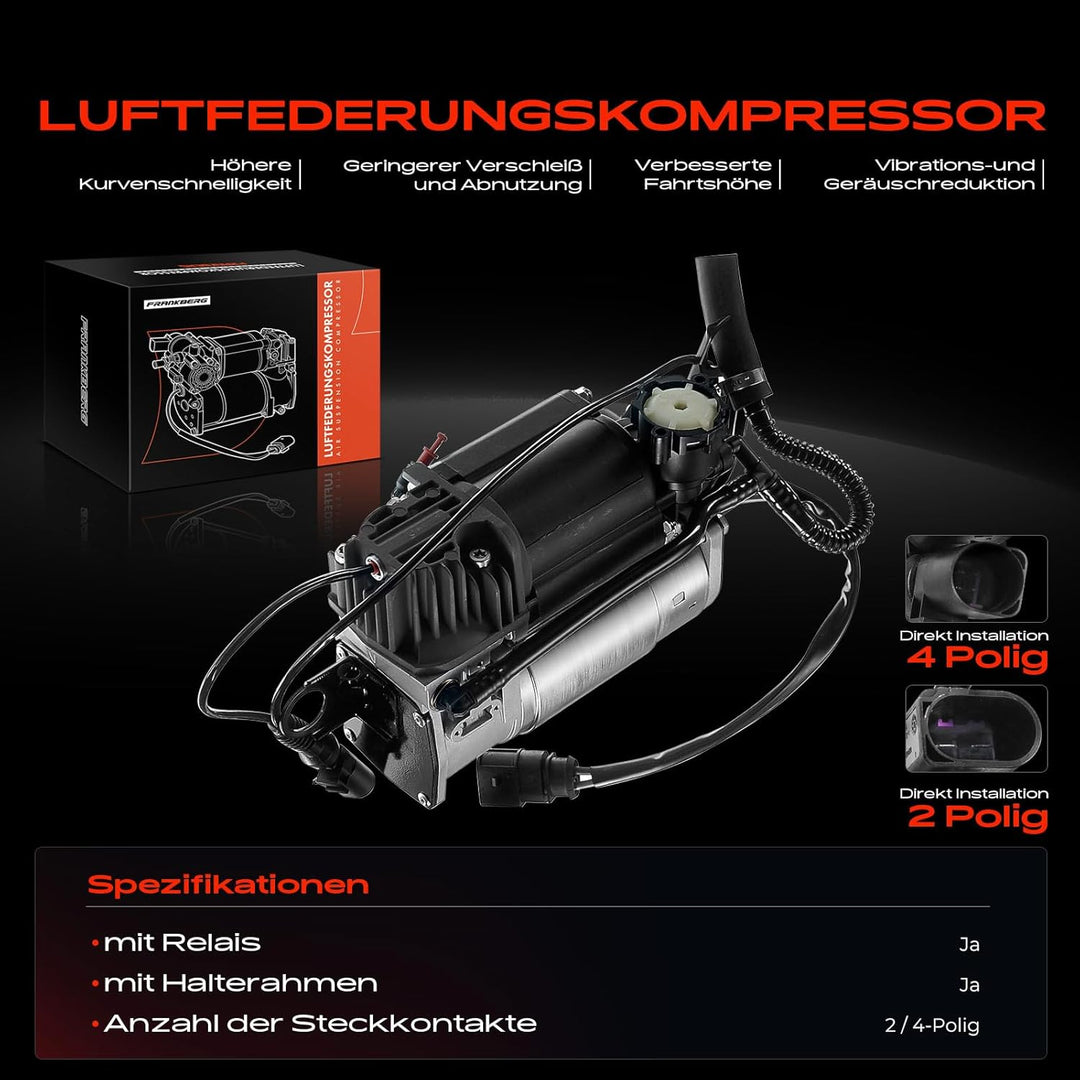 Frankberg Luftfederung Kompressor Kompatibel mit Q7 4LB 3.0L-5.9L 2006-2015 Toua.reg 7LA 7L6 7L7 2.5