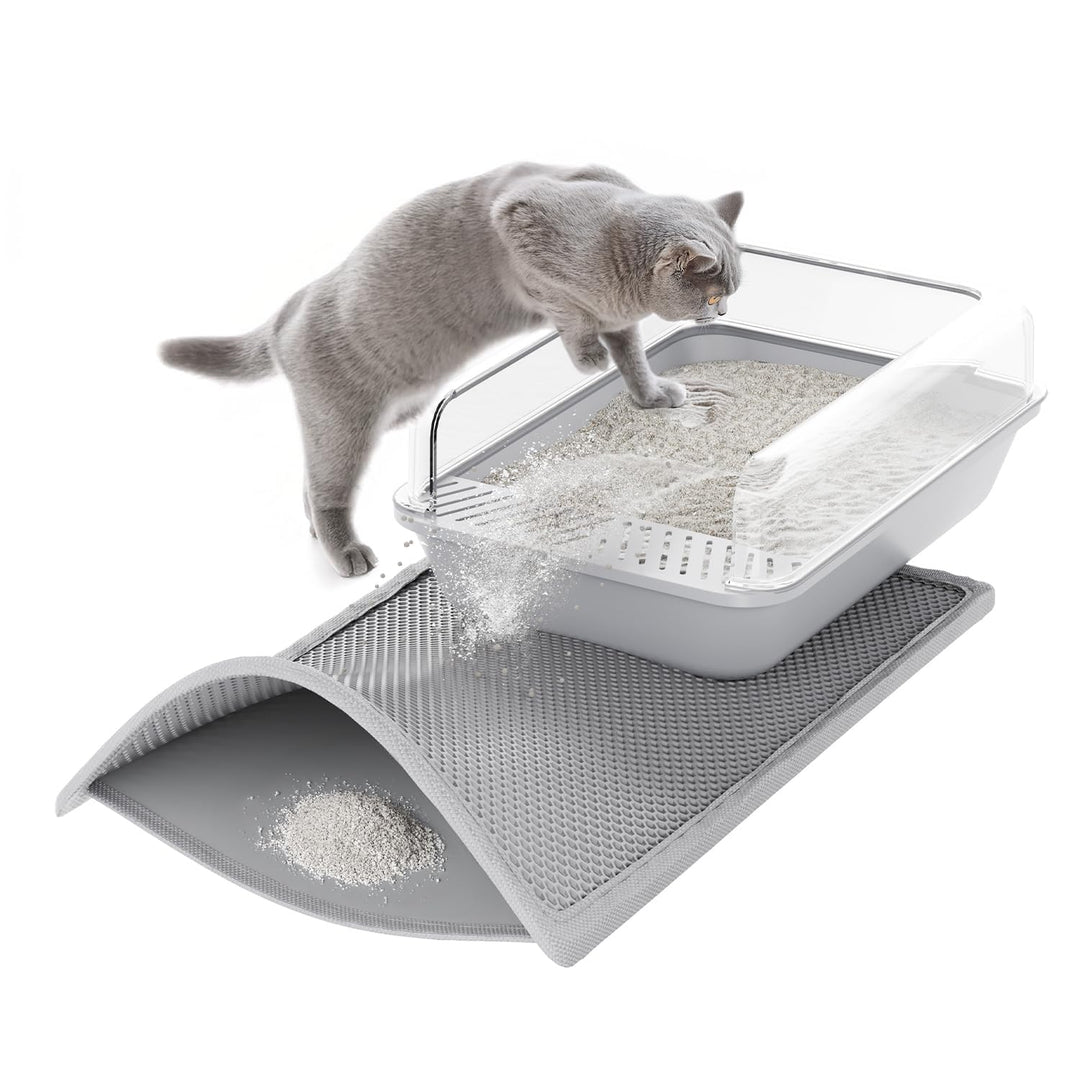 ASOBEAGE Katzenklo Matte, Katzenstreu Unterleger Waben Design Vorleger wasserdichte Doppelte Schicht