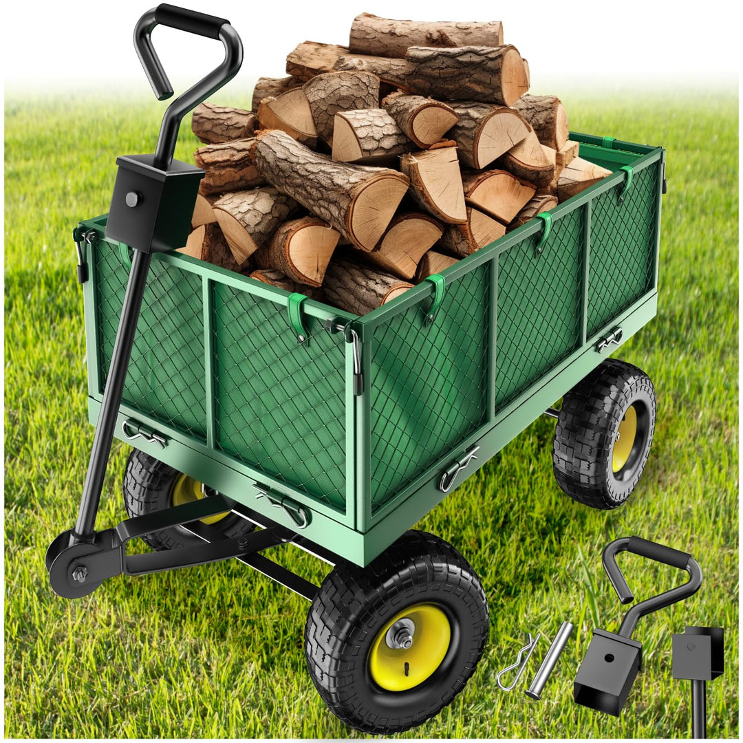 tectake® Bollerwagen mit Seitenwand klappbar, belastbar bis 550 kg Transportkarre Handwagen Transpor
