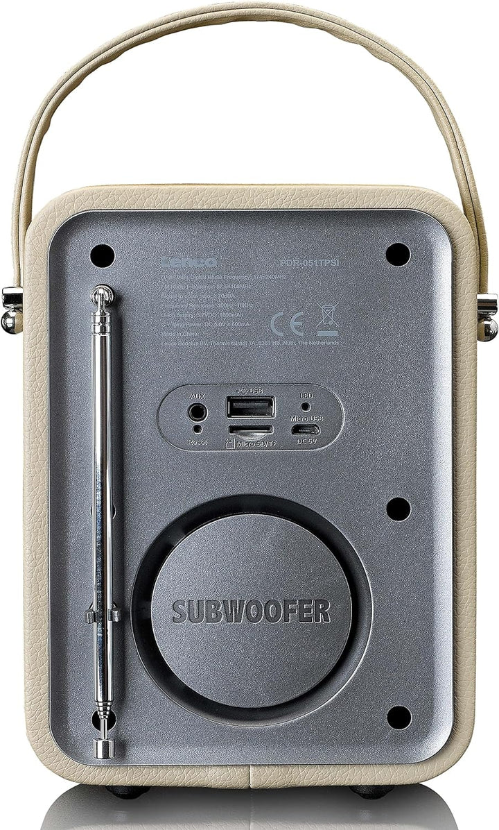 Lenco PDR-051 Tragbares DAB+ Retro Radio - PLL FM Radio mit Bluetooth - Integrierter Akku - 1800mAh