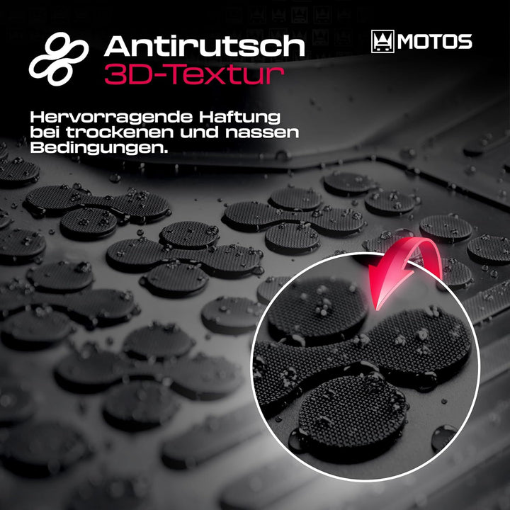 MOTOS Satz Gummifussmatten und PE Kofferraumwanne für Volkswagen Sharan I 1995-2010 Verbessern Sie I