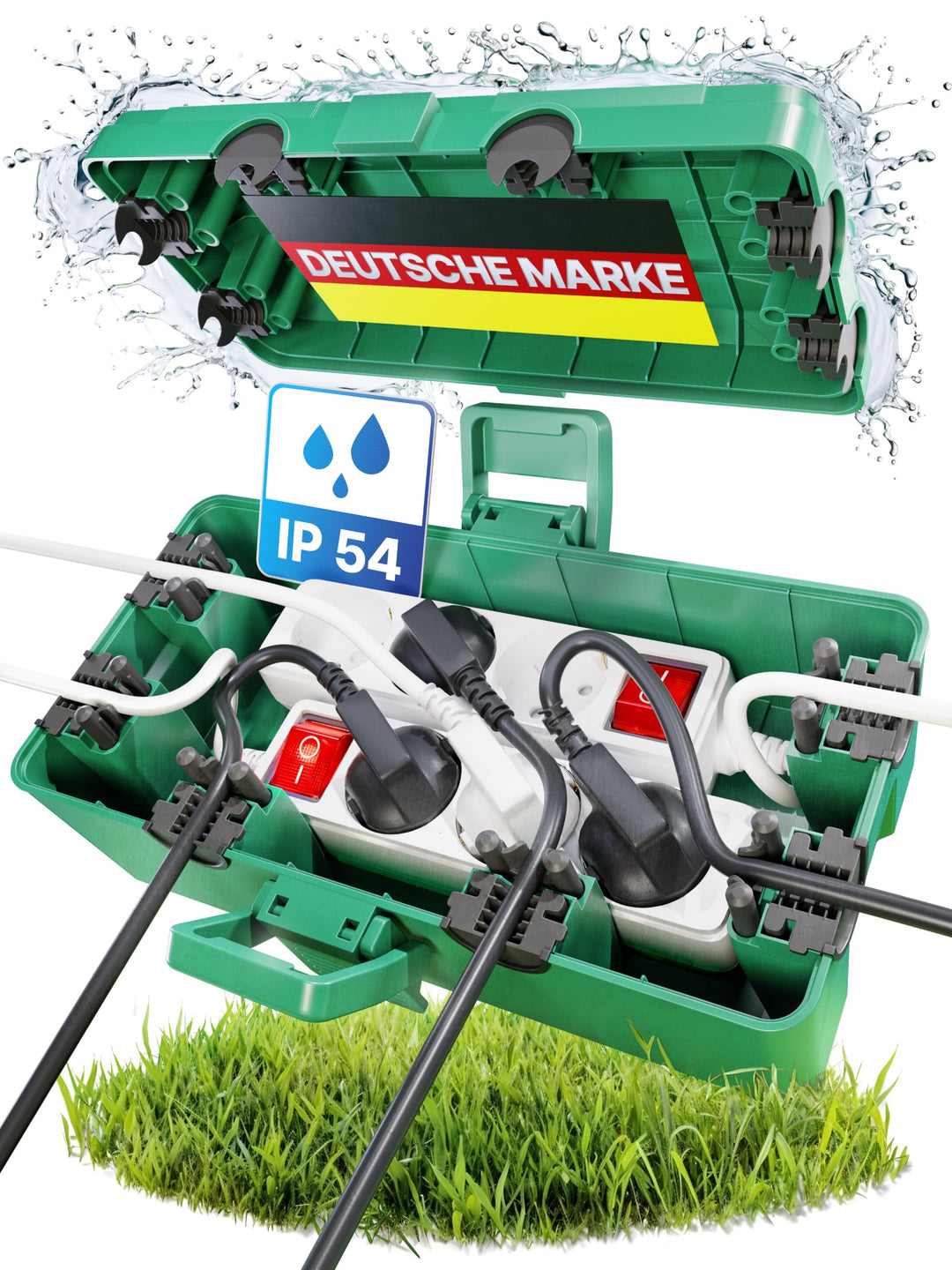 Kabelbox wasserdicht IP54 [Das Original] Safe Box - Sicherheitsbox - Outdoor Box wasserdicht - Steck