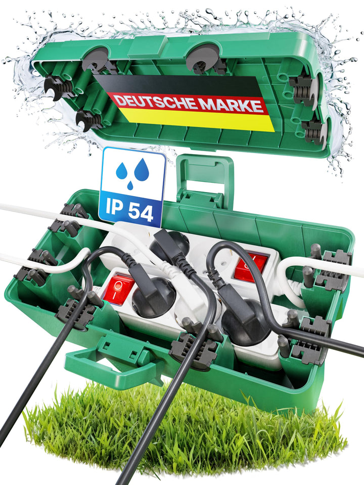 Kabelbox wasserdicht IP54 [Das Original] Safe Box - Sicherheitsbox - Outdoor Box wasserdicht - Steck