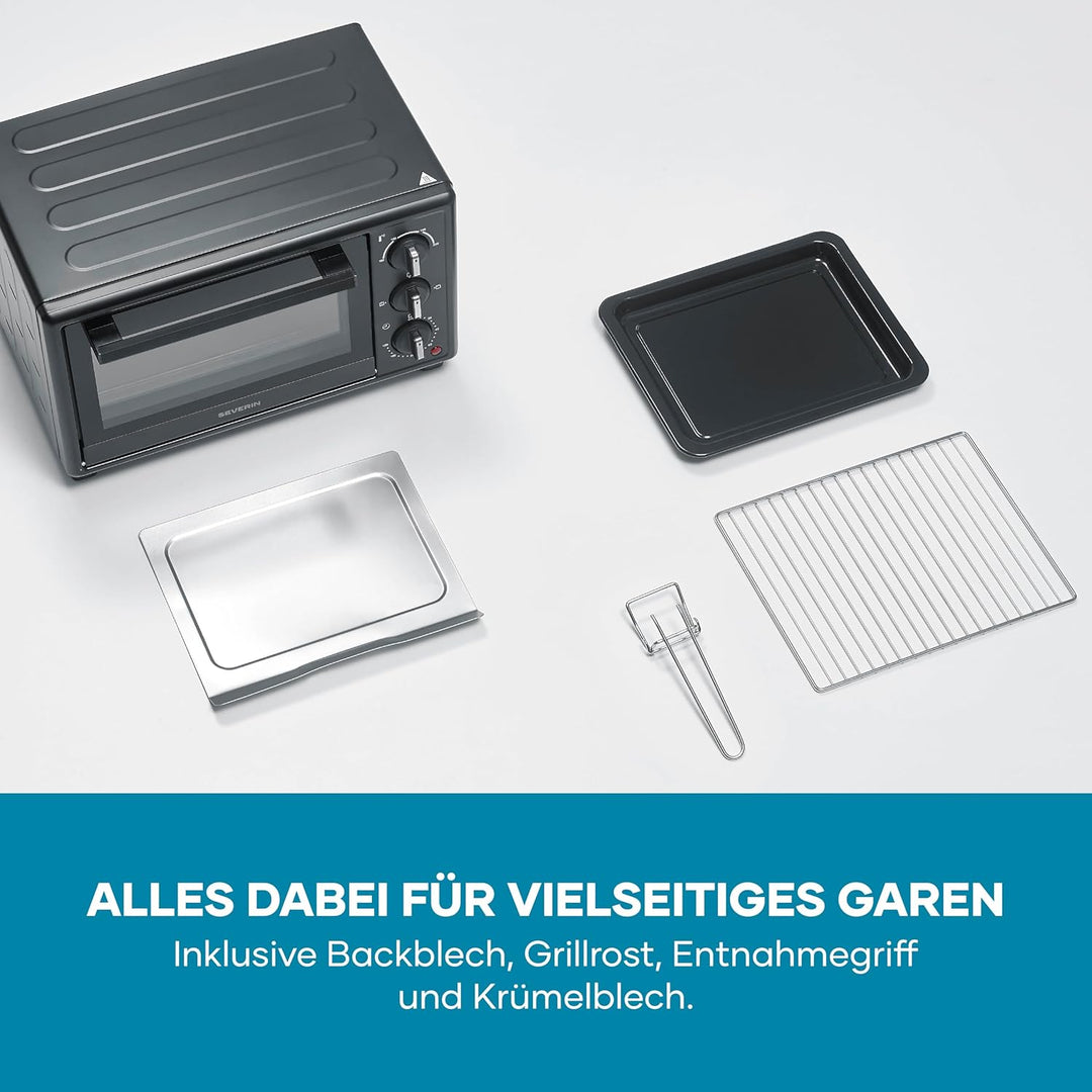 Severin Back- und Toastofen, Bake&Toast, 20L, bis 230°C, 120Min. Timer, Mini-Backofen, Ober- und Unt