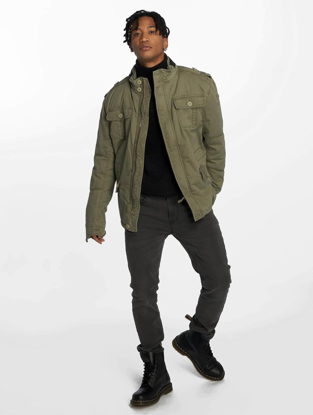 Brandit Jacket - Stylische Jacke für Herren mit versteckter Kapuze, Stehkragen und Baumwollfutter, Ü