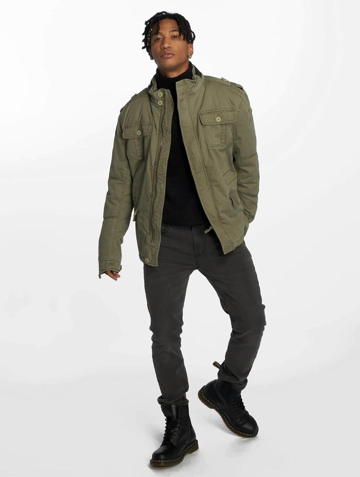 Brandit Jacket - Stylische Jacke für Herren mit versteckter Kapuze, Stehkragen und Baumwollfutter, Ü
