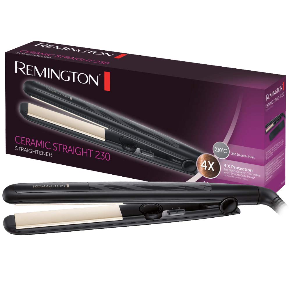 Remington Glätteisen Ceramic Straight (4-facher Schutz: antistatische Keramik-Turmalin-Beschichtung