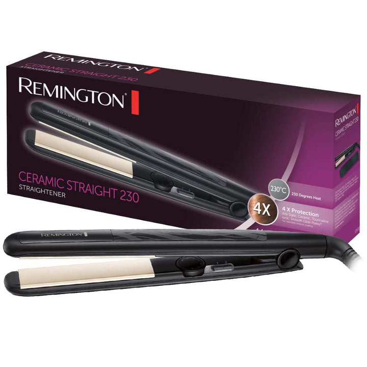Remington Glätteisen Ceramic Straight (4-facher Schutz: antistatische Keramik-Turmalin-Beschichtung
