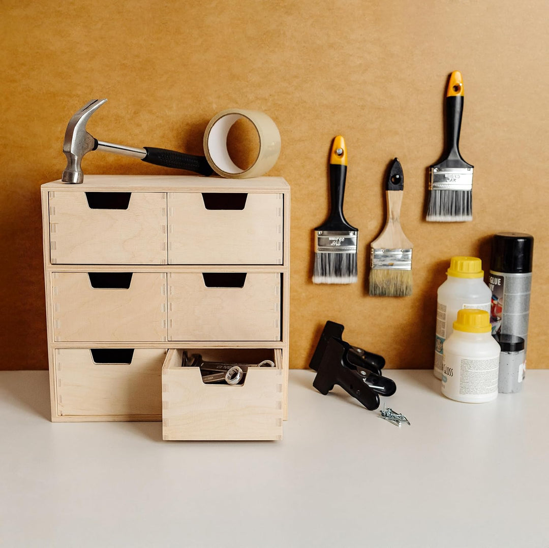 Creative Deco Schubladenbox Schubladenelement | 6 Schubladen | 28,5 x 20 x 28,5 cm (+/- 1 cm) | Mini