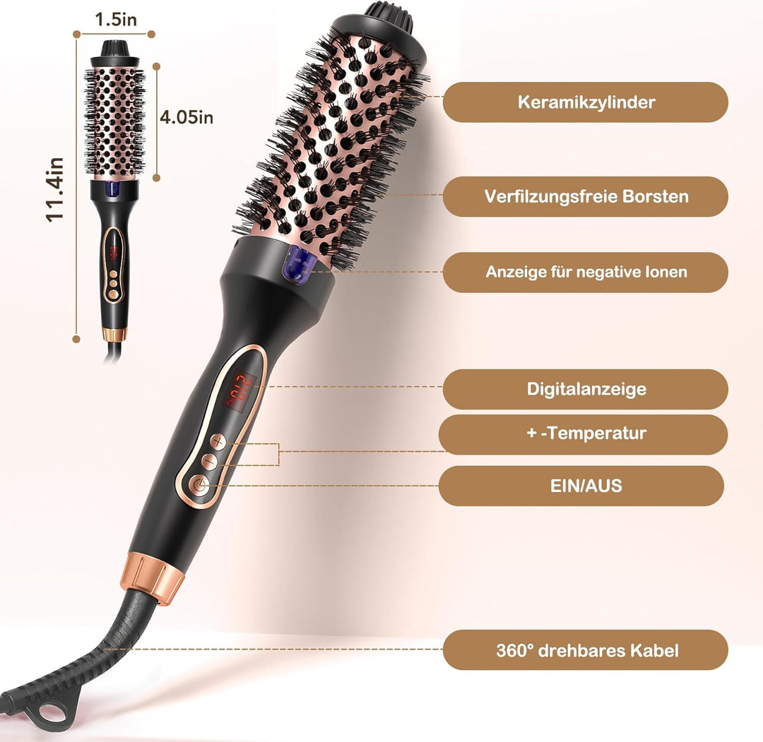 Thermobürste, Thermal Brush Ionische Lockenbürste Erhitzt zur Erzeugung Natürlicher Locken, Haarglät