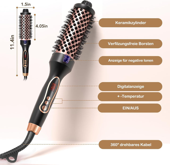 Thermobürste, Thermal Brush Ionische Lockenbürste Erhitzt zur Erzeugung Natürlicher Locken, Haarglät
