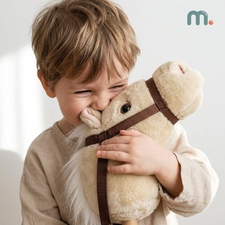 Mamabrum Hobby Horse - beiges Steckenpferd für Kinder, 80 cm | Beige - 80 cm