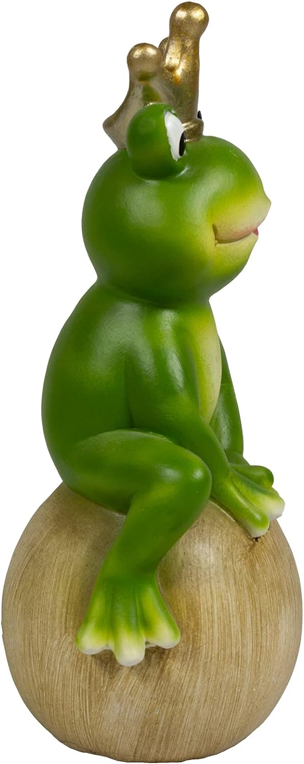 DRULINE Froschkönig - Gartenfigur Frosch - Deko Frosch - Garten Deko - Deko Figur - Indoor/Outdoor -