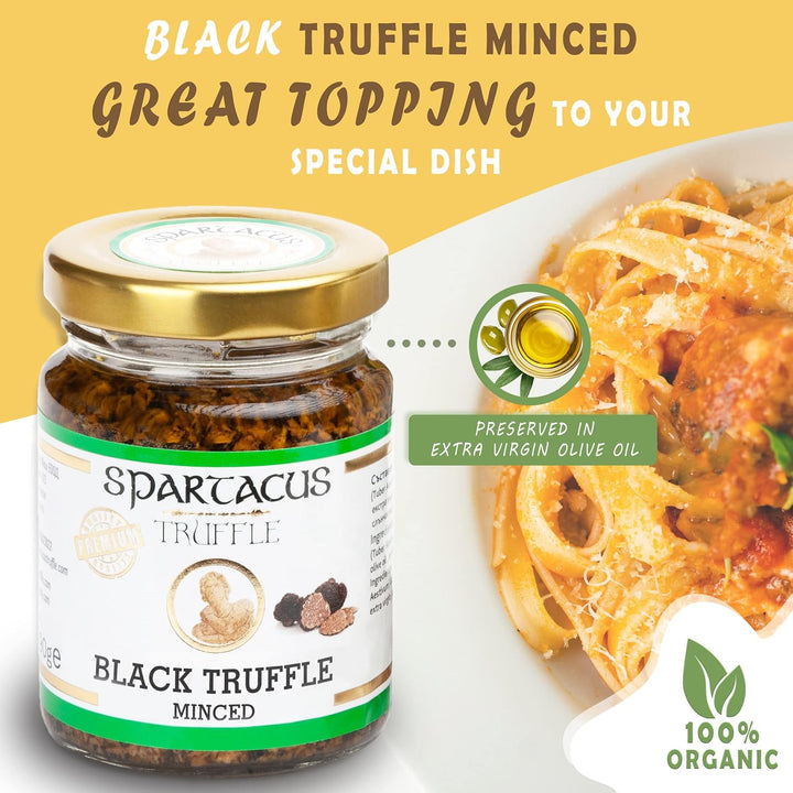 Gehackte schwarze Trüffel 90g – Konservierte Trüffel in nativem Olivenöl extra – Feine Gourmet Delik