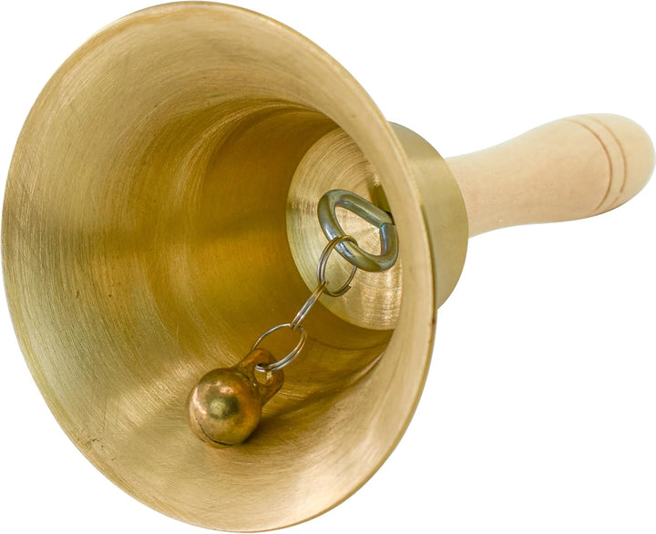 MrMrKura Superlaute Handglocke aus massivem Messing mit Holzgriff für Kirche, Hotel, Schule, Gottesd
