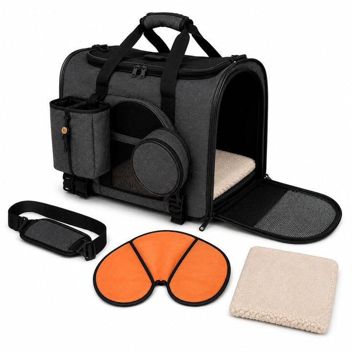 Hundetransportbox faltbar 47x27x28 cm für kleine Hunde &amp; Katzen bis 7 kg (grau), grau