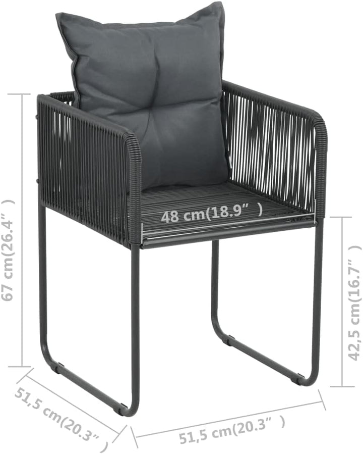 Gartenstühle 2 STK. mit Polstern Poly Rattan Schwarz BalkonmöBel Gartenstuhl StapelstüHle Rattan Gar