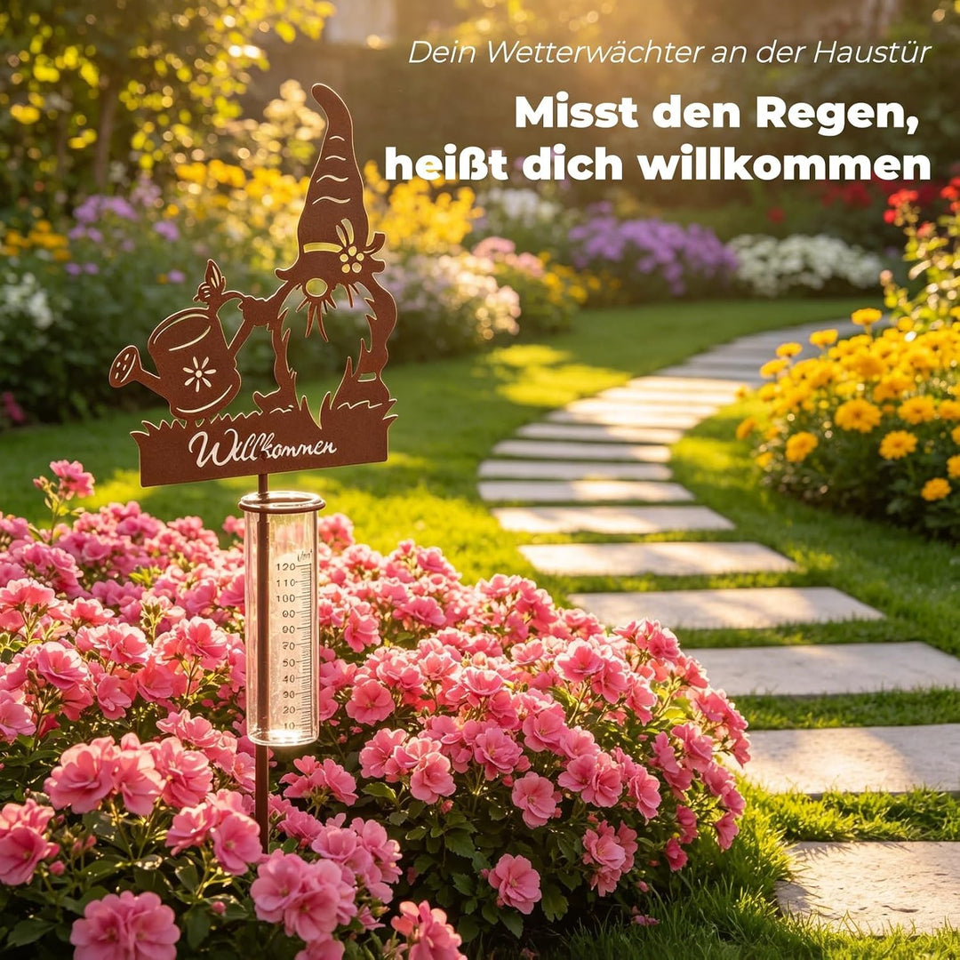 Regenmesser für Garten Dekorativer Niederschlagsmesser mit Erdspiess, Regenwassermesser Glas auf Gar