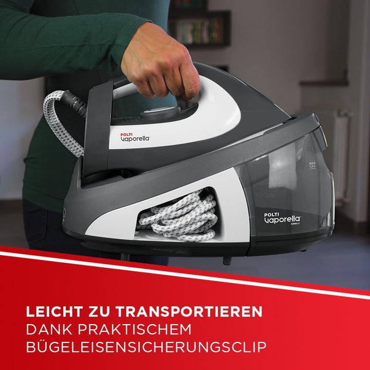 Polti PLEU0239 Vaporella Simply 10.12 Dampfbügeleisen, 2200, Keramik, 1.5 liters, Grau/Weiss