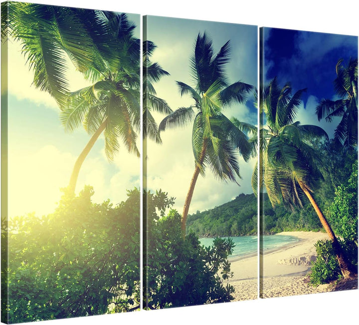 ge Bildet Bild auf Leinwand | Landschaftsbilder - Sonnenuntergang am Strand Takamaka - Seychellen F