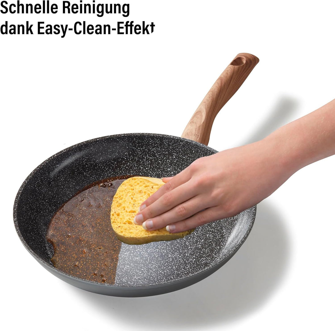 STONELINE Ceramic Grosse Keramik Bratpfanne mit Deckel 28 cm Keramikpfanne Induktion Antihaft Pfanne