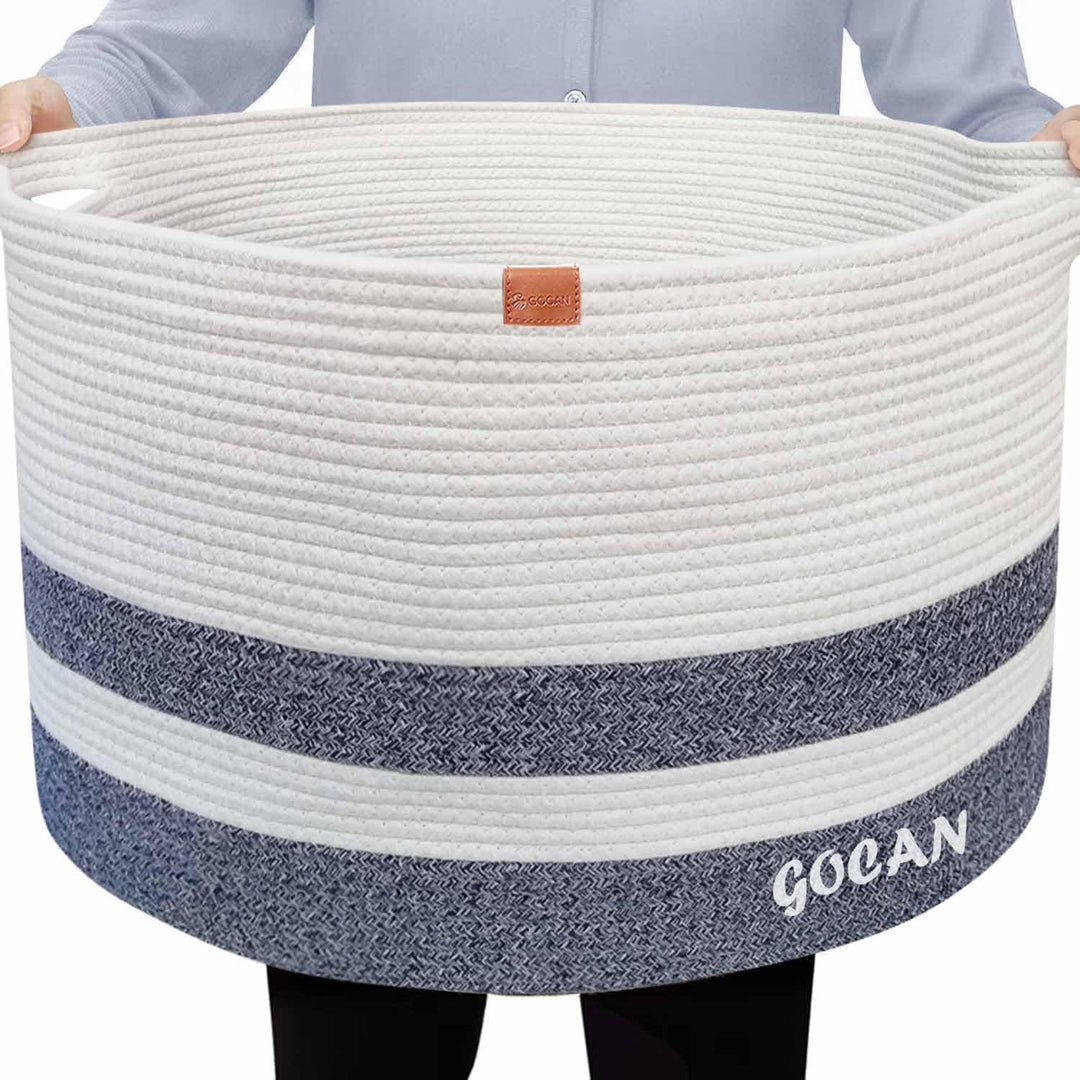 GOCAN XXXL korb aufbewahrung gross wäschekorb D55XH35cm wäschesammler aufbewahrungskorb für Decken K