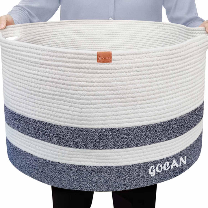 GOCAN XXXL korb aufbewahrung gross wäschekorb D55XH35cm wäschesammler aufbewahrungskorb für Decken K