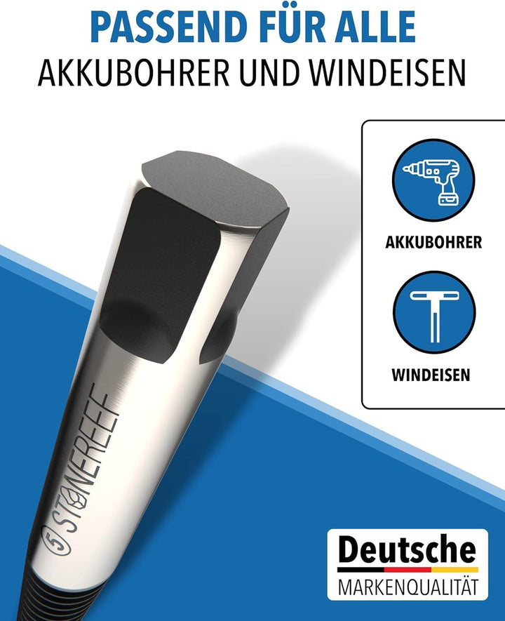 STONE REEF Schraubenausdreher Set Profi [5-teilig aus HSS 4241] - Linksausdreher Set Profi, Ausdrehe