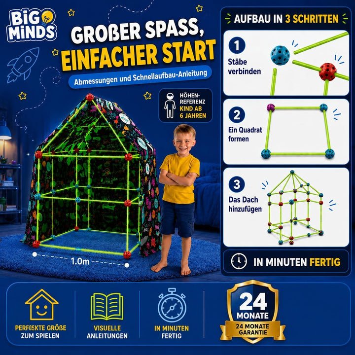 Outdoor Spiele Für Kinder | Höhle Bauen Die Im Dunkeln Leuchtet | Konstruktionsspielzeug 130 Stück |