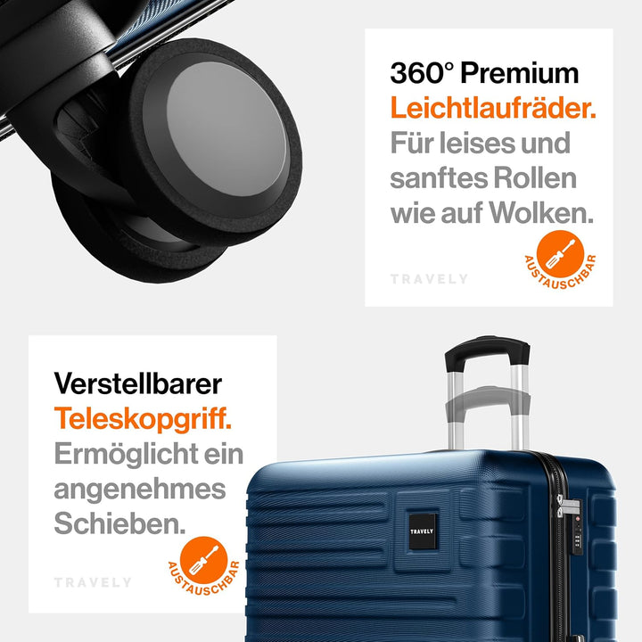 Travely Polycarbonat Koffer Gross 87cm XXL - 150L Innenvolumen, sehr robuster Hartschalenkoffer mit