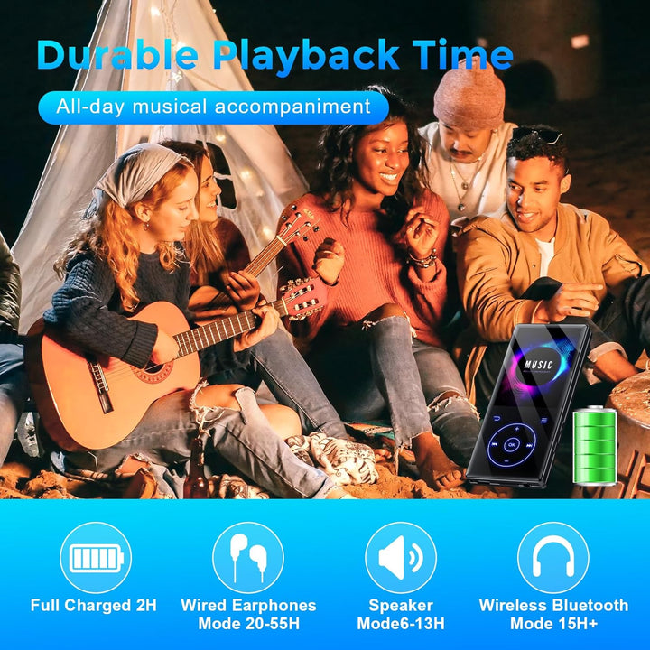 64GB MP3 Player mit Bluetooth MP3-Player mit Eingebauter HD Lautsprecher 450mAh Akku HiFi Sound Funk