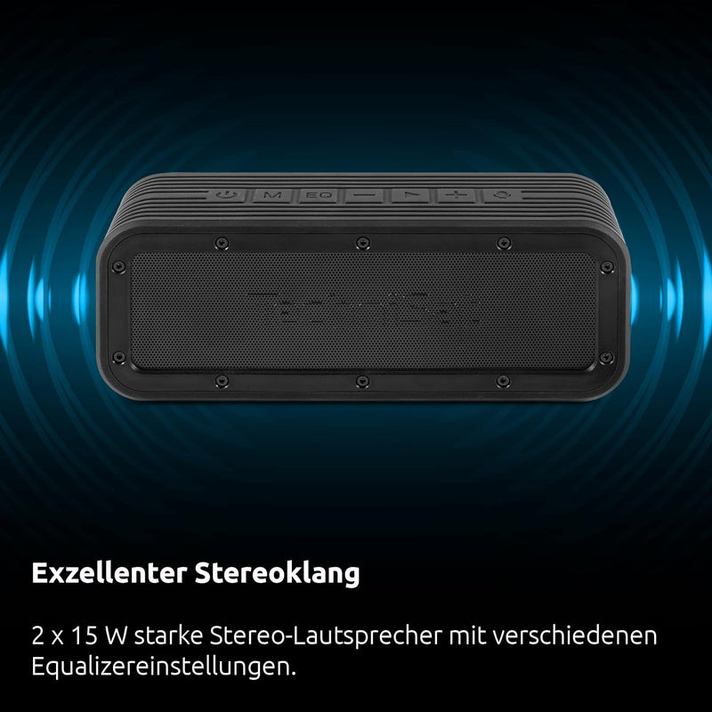 TechniSat BLUSPEAKER OD TWS - Outdoor Bluetooth-Lautsprecher (Stereo, 30 Watt, Freisprecheinrichtung