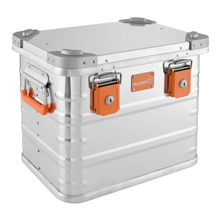 ALUBOX Alukiste abschliessbar E31 - Premium Aluminium Lagerbox 31 Liter - Deckel mit Aluminium Druck