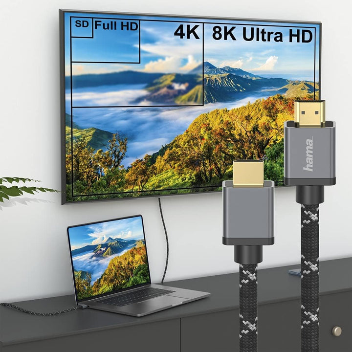 Hama Premium HDMI Kabel 3 Meter Ultra High Speed (Exzellentes Monitorkabel 4K / 8K, 48 Gbit/s, UHD B