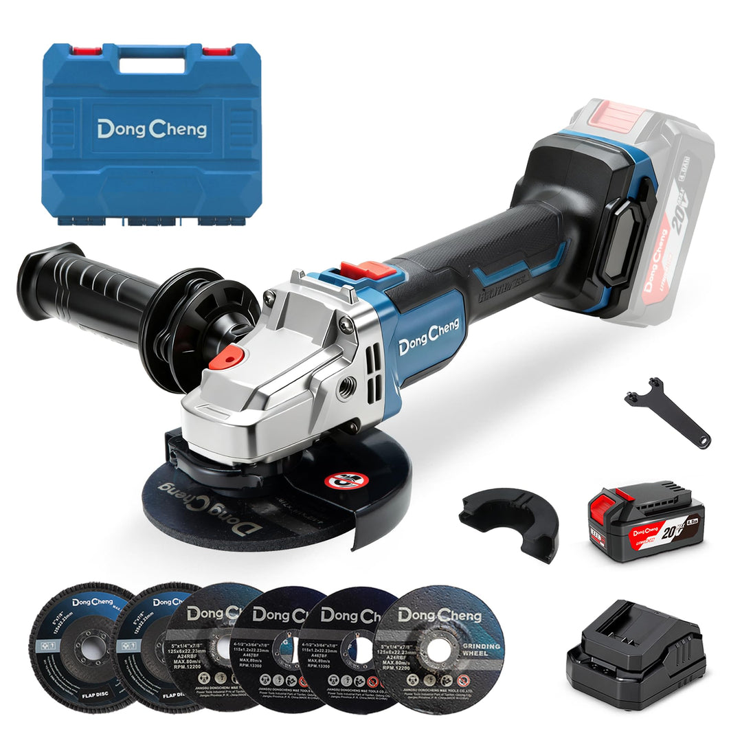 DongCheng Akku Winkelschleifer 125mm, 630W Bürstenloser Motor,Akku Flex Trennschleifer 20V,Schnellve