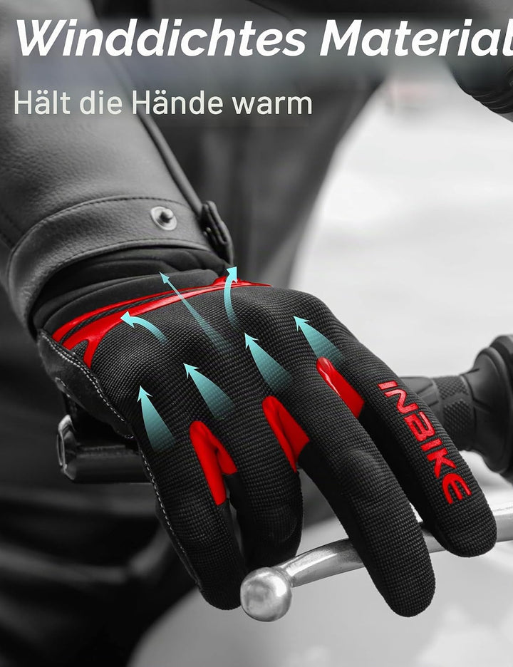 INBIKE Winter Motorradhandschuhe Wasserdicht Warm Winddicht mit Harter Schutz Motocross Motorrad Han