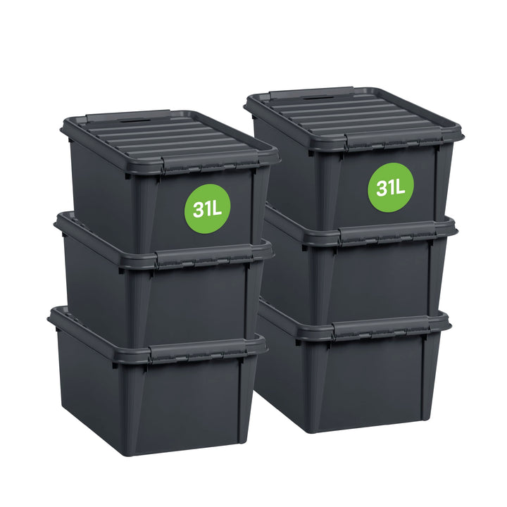SmartStore - Recycled 31-6er Set Aufbewahrungsboxen - 100% recycelter Kunststoff - grau - 50x39x26cm