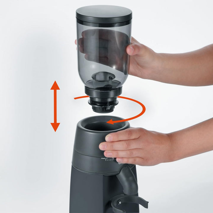 GRAEF Kaffeemühle CM702, Kegelmahlwerk aus Edelstahl, 24 Mahlgradeinstellungen, abnehmbarer 250g Kaf