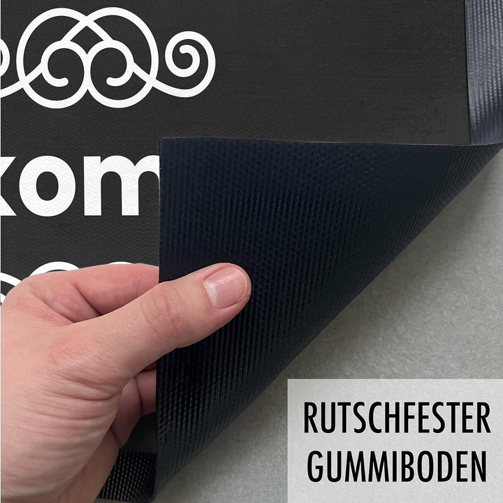 Trendation - Willkommen Fussmatte Grafik Schmutzfangmatte Geschenk Aussen Innenbereich 60x40 cm Wasc