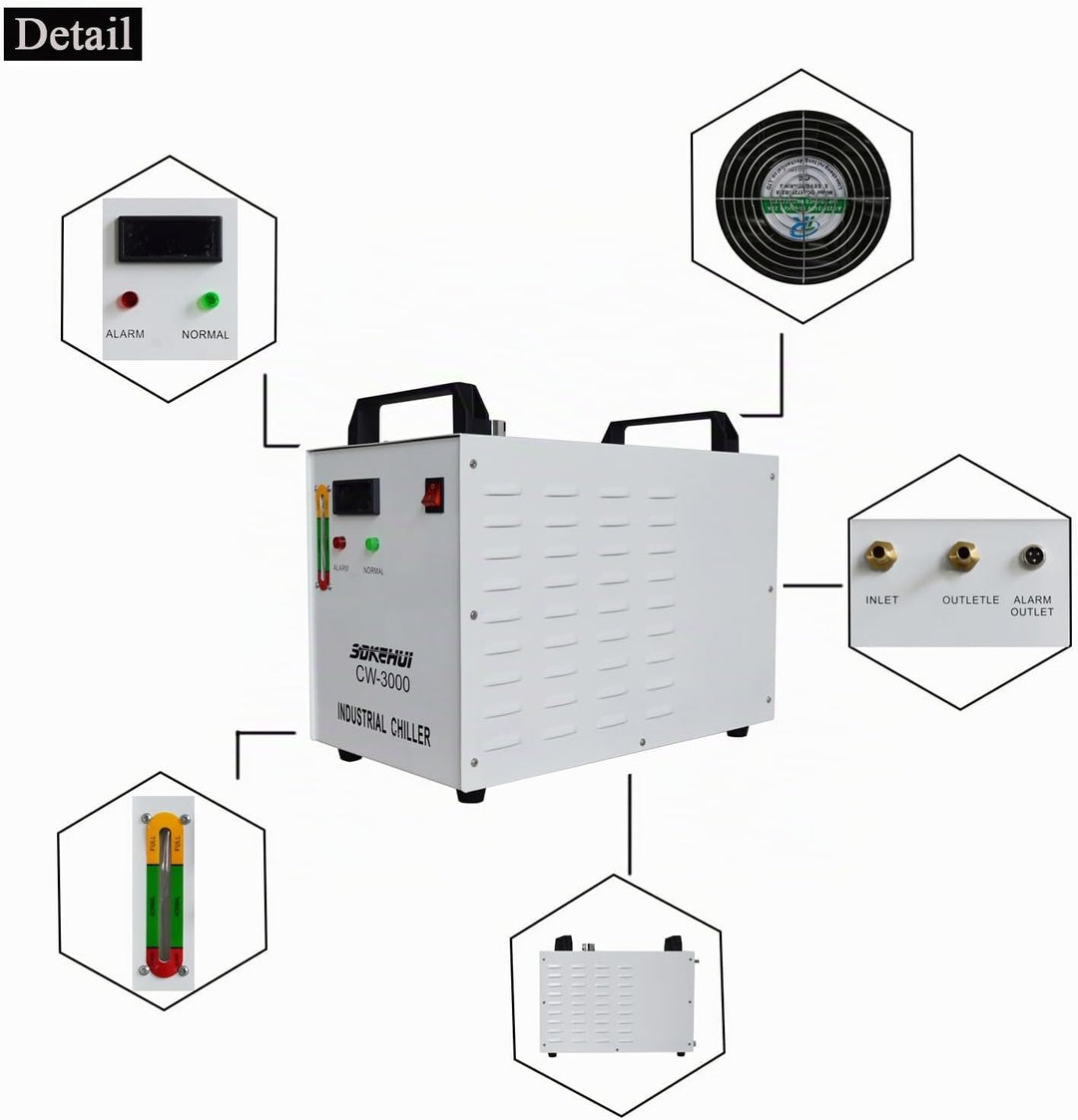 Industrial Water Chiller Industrieller Wasserkühler CW-3000 CO2 Laser Rohrkühler 9 L Wasserkühler zu