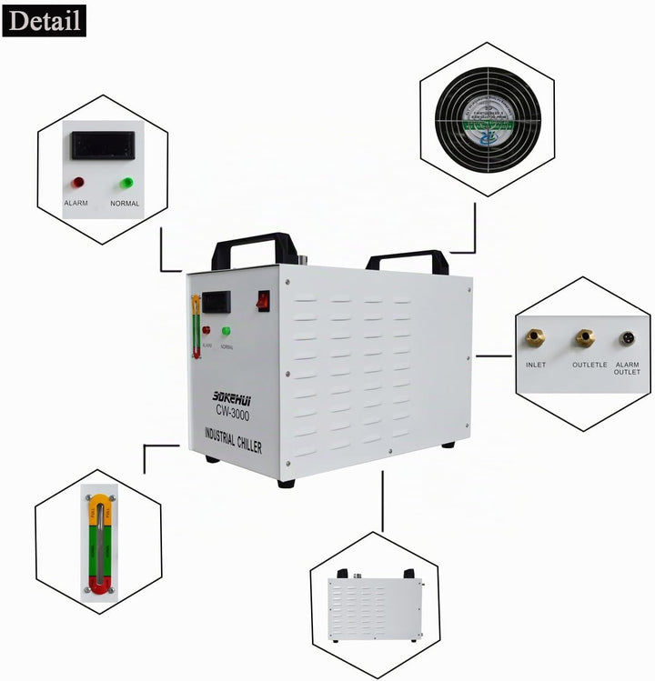 Industrial Water Chiller Industrieller Wasserkühler CW-3000 CO2 Laser Rohrkühler 9 L Wasserkühler zu