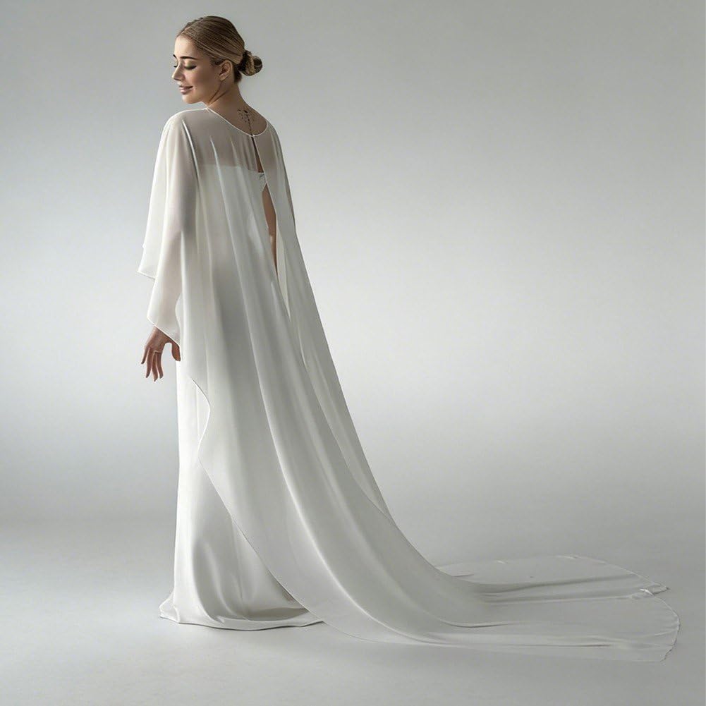 Chiffon-Cape-Poncho Für Damen, Transparenter Langer Schal, Asymmetrischer Schnitt, Capelet Für Braut