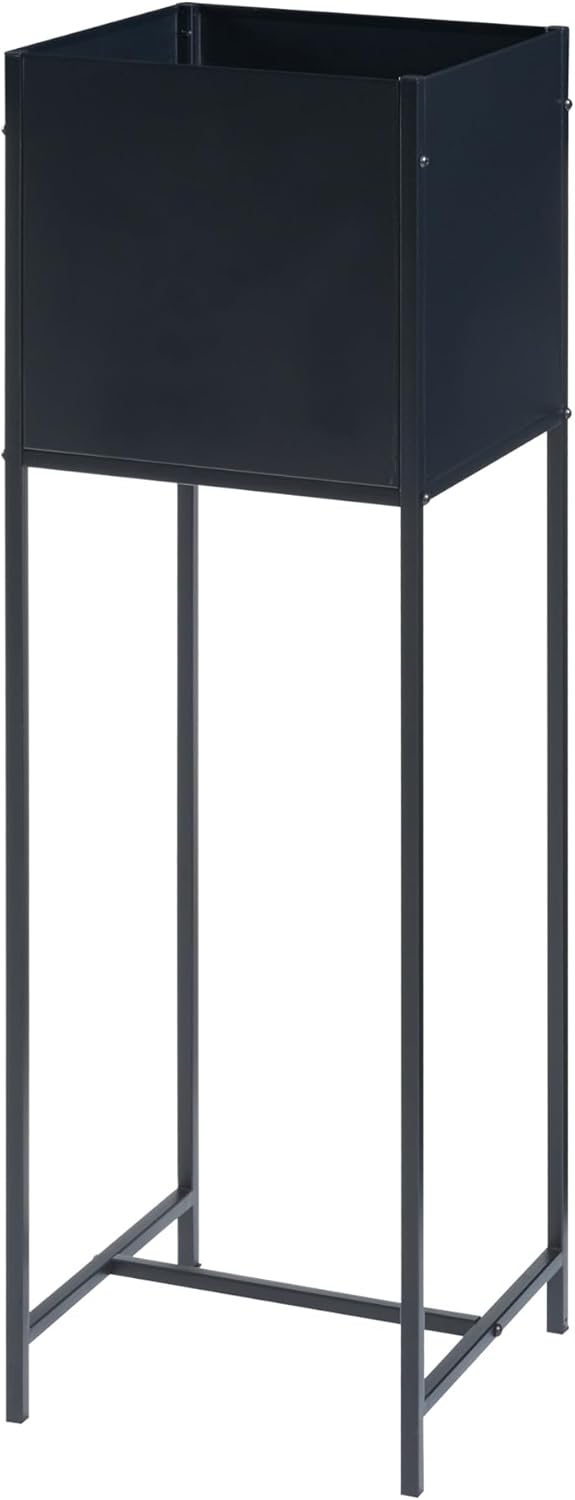 [en.casa] Blumenständer Porsgrunn Pflanzenständer mit Blumenkasten 100 x 30 x 30 cm Metall Schwarz B