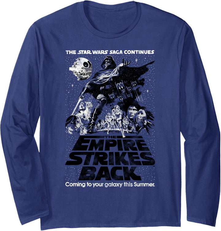 Star Wars The Saga Continues Text Movie Poster Langarmshirt