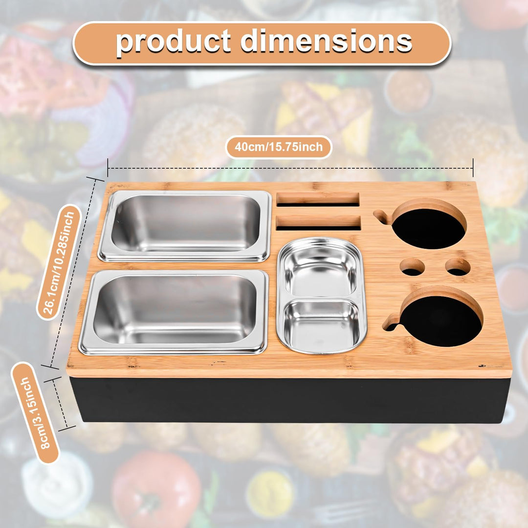 Couchbar Snackbox Schwarz Mit Snackschalen Aus Edelstahl Sofa Tablett Geeignet für Wohnzimmer, Sofa,